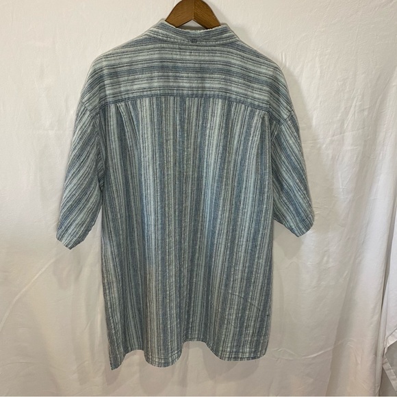 Duke Kahanamoku Striped Embroidered Hemp Blend Hawaiian Style Shirt XXL - Picture 8 of 8